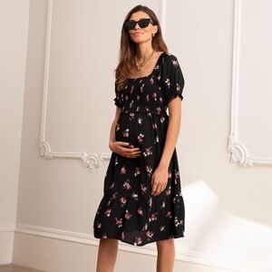 Seraphine Black Floral Maternity Dress